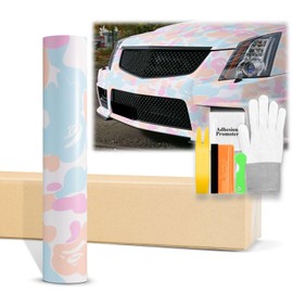 48"x60" (4FTx5FT) Camouflage Ape Bubblegum Orange Pattern Matte Vinyl Wrap Auto Car Sticker Decal Film Sheet Bubble Free Air Release Technology with Tool Kit