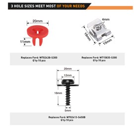 GOOACC 10 Sets Engine Splash Shield Guard Undertray Cover Screws Bolt Nut Clip Torx Pan Head SEMS Tapping Screw for Ford W702413-S450B W702438-S300 Lincoln Continenta