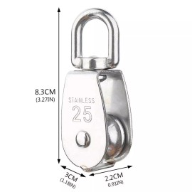 Rocaris 6 Pack M25 Lifting Single Pulley Roller Loading 330Ibs, 304 Stainless...