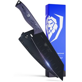 Dalstrong Santoku Knife - 7 inch - Delta Wolf Series - Ultra-Thin & Zero Friction Blade - HC 9CR18MOV Steel - Black Titanium Nitride Coating Vegetable Kitchen Knife - G10 Camo Handle - Leather Sheath