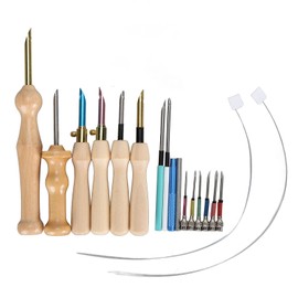 Punch Needle Set Wooden Handle Stainless Steel Ergonomic Easy Operation Punch Embroidery Kit for Home Craft DIY