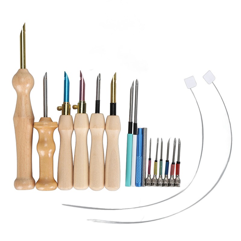 Punch Needle Set Wooden Handle Stainless Steel Ergonomic Easy Operation