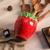 Bicuzat Strawberry Shaped Ceramic Kitchen Utensil Holder, Large Cooking Utensil