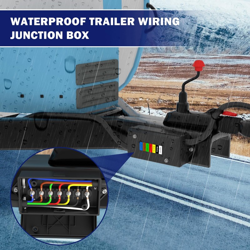 CheeMuii 7 Way Trailer Junction Box Weatherproof 7 Pin Trailer