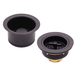 Westbrass CO2195-12 Combo Pack 3-1/2" Wing Nut Twist Style Large Basket Strainer and Extra-Deep Collar Kitchen Sink Waste Disposal Flange with Stopper, Oil Rubbed Bronze