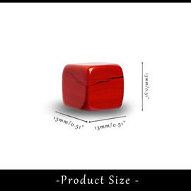 Femmorya Jade Red Crystal Dice Set - 7 Pieces 1.3 cm Natural Stone Energy Cube - Decorative Stones for Chakra Meditation Reiki Office Home