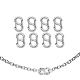 Kettenverschluss, Armbandverschlüsse, Schmuckverschlüsse, Lobster Clasp, Verlängerung Kette, mit Doppelter Öffnung, Für Halsketten, Armband, DIY Schmuckherstellung (8 Stück, Silber, 12 * 6mm)