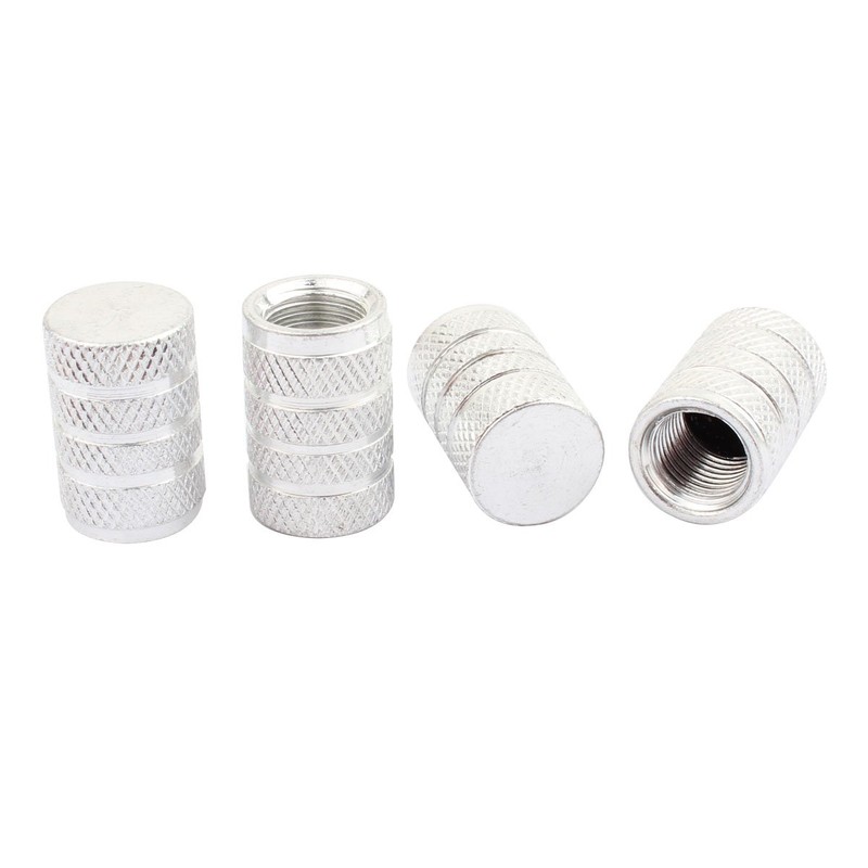 TOMALL Round Style Tire Valve Stem Caps Aluminum Silver Compatible
