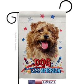 Breeze Decor Patriotic Norfolk Terrier Garden Flag Set with Stand Animals Dog Puppy Spoiled Paw Canine Fur Pet Nature Farm Animal Creature Small Gift Yard House Banner Made in USA 13 X 18.5
