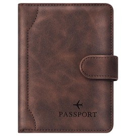 Herain Coffee Passport Holder for Travel, Passport Wallet Cover Case Women Men Family Cruise Ship Essentials, RFID Blocking Passport Book Holders Travel Accessories Vacation Must Haves