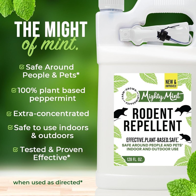 Mighty Mint Peppermint Oil Rodent Repellent Spray with Microfiber Cloth