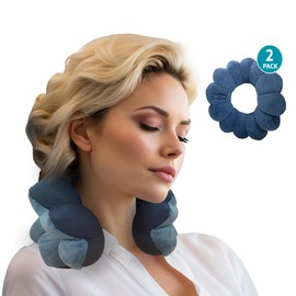 Total Pillow Airplane & Travel Pillow - Microbead Neck Pillow - Comfortable Pillow for Neck, Head, Back & Lumbar Support - Donut Pillow Chair Cushion for Sitting - Ear Piercing Pillow - 2 Pack, Black