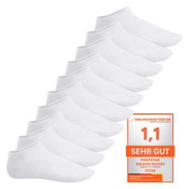 Footstar Original Sneak It! Trainer Socks Unisex Trainer Socks in Sizes 35-50, Many Trendy Colours, 10 Pairs - White, size: 43-46