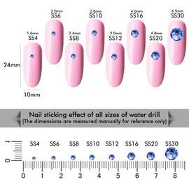 1440Pcs Light Blue Crystal Rhinestones,Glass Flatback Rhinestones Gemstones Small for Nail Face Makeup Art Crafts Clothes Decoration - (SS10,2.8mm,Light Blue)