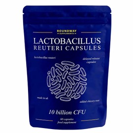 Lactobacillus Reuteri Probiotic Capsules | High Strength L Reuteri 10 Billion CFU | Probiotics for Gut Health | 2 Months Supply for Women & Men with Added Inulin Prebiotic by Roundway Supplements