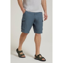 Mountain Warehouse Lakeside Mens Shorts - 100% Durable Twill Cotton Cargo Shorts, Durable Shorts, 6 Pockets - for Walking, Running, Hiking & Camping Blue Men's W44