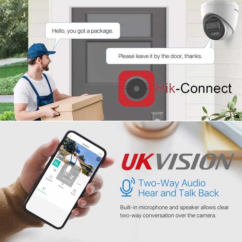UKVISION 3K Smart Hybrid Security Camera, 2.8mm Lens, Human/Vehicle Detection,