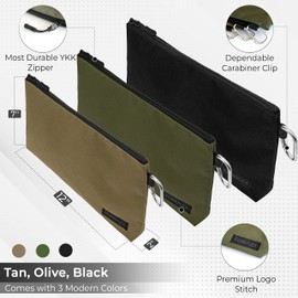 COREFLEX Premium Tool Pouch Zipper Bag, Small Tool Bag, Multipurpose Storage pouch, Heavy duty Flat Bottom Tool bag with YKK Zipper (3 pack Large 12inch)