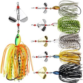 Spinnerbait Bass Fishing Lures Kit,6pcs Spinner Baits Bass Fishing Lures Buzzbait Swimbait Colorado Blades Spinnerbait for Trout Salmon Pike Walleye Crappie Saltwater Freshwater (Type A)