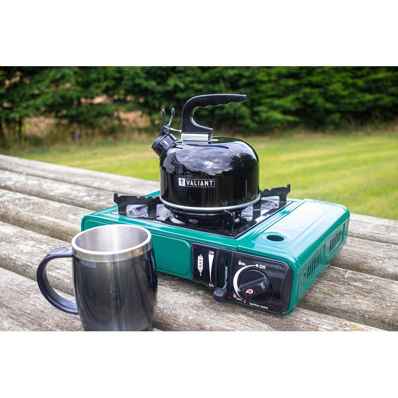 Valiant FIR559 1L Portable Camping Whistling Kettle-Black, Aluminium, 1 Liter