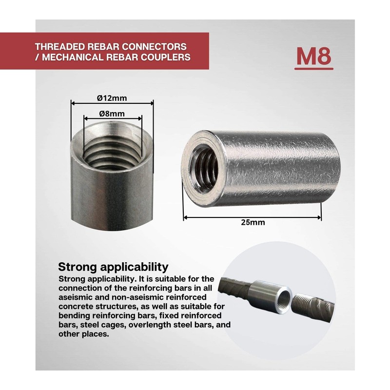 DOJA Industrial Threaded Sleeve M8 Pack 10 Threaded Sleeves for