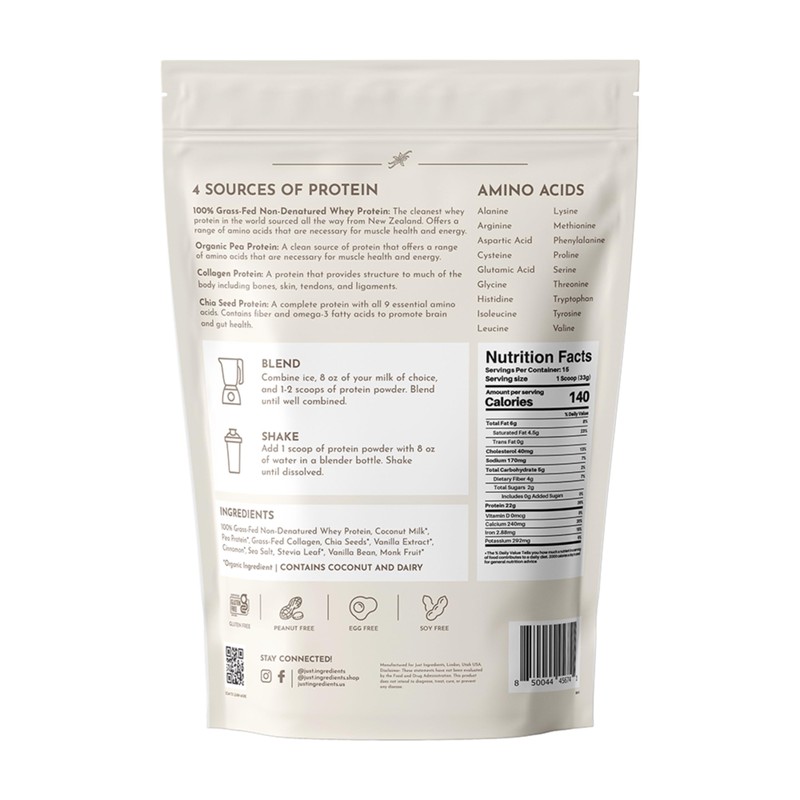Just Ingredients Protein Powder | Vanilla Protein Powder Made with