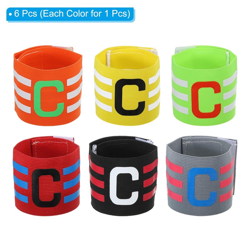 PATIKIL Captain Armband, 6 Pack Adjustable Elastic Soccer Captain's Arm
