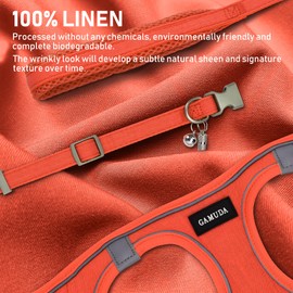 GAMUDA Small Pet Harness Collar and Leash Set, Step in No Chock No Pull Linen Fabric Soft Mesh Dog Vest Harnesses Reflective for Dogs Puppy Cats Kitten Rabbit (Orange, M)