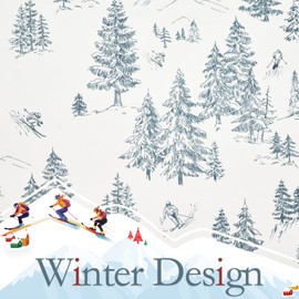 jinchan Winter Shower Curtain Blue Forest Shower Curtains for Bathroom Vintage Waterproof Fabric Snow Mountain Pine Tree Pattern Bath Decor with 12 Hooks (Winter Blue 70x72)