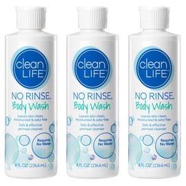 No-Rinse Body Wash, 8 fl oz - Leaves Skin Clean, Moisturized and Odor-Free, Rinse-Free Formula (Pack of 3)