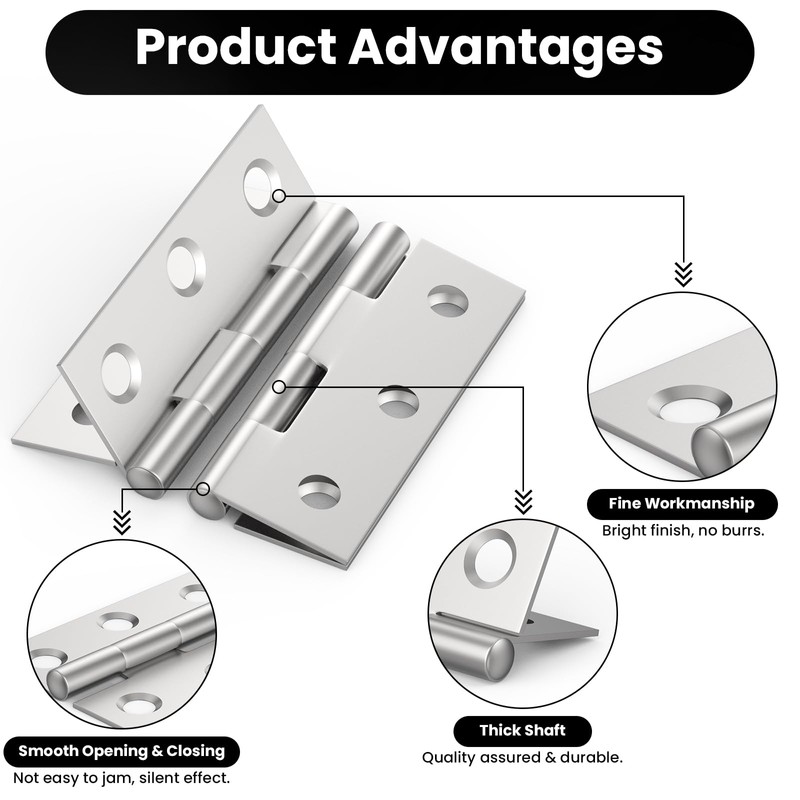 ZIUZI 16 Pcs Small Stainless Steel Door Hinges, 2 inch