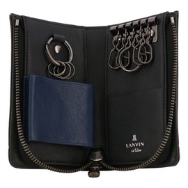 Lanvin On Blue 536602 Men's 5 Row Key Case, Smart Key Compatible, Genuine Leather, Marseille Leather, Cowhide, 01: Black