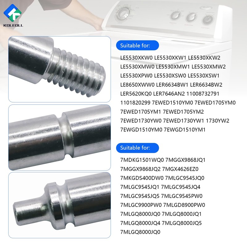 KOLEOLL WPW10359270 Fits For Whirlpool Dryer Drum Support Roller Shaft