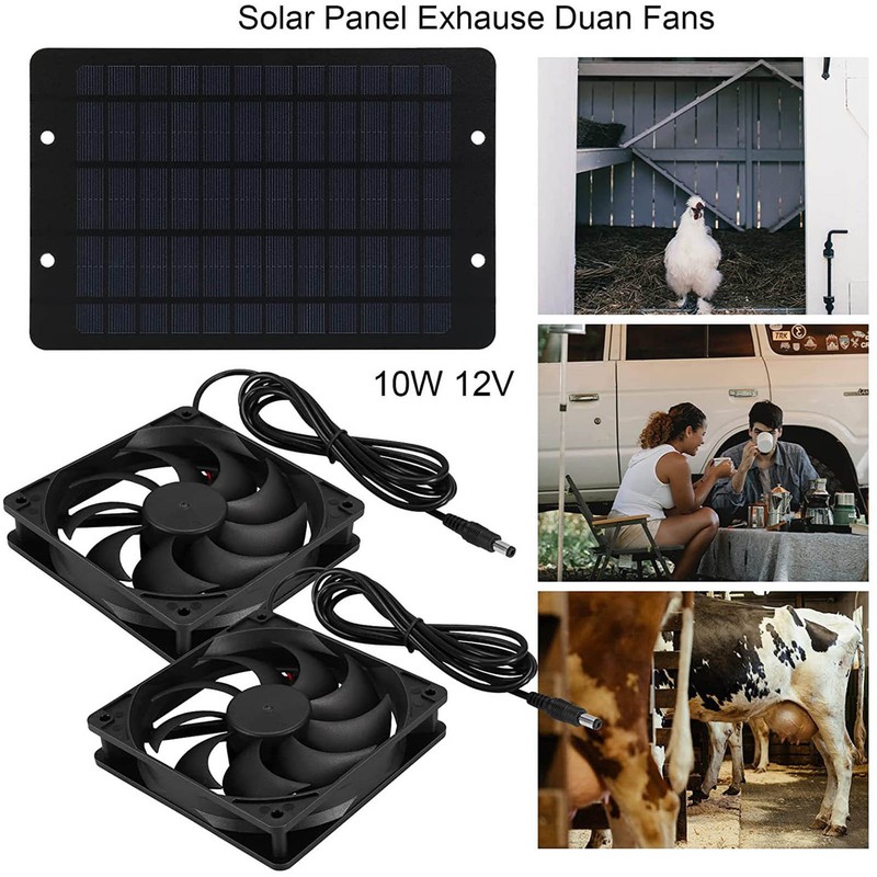 Solar Panel Fan Kit 10W Solar Powered Dual Fans for
