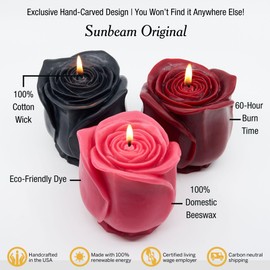 Sunbeam Candles 100% Pure Beeswax Grande Pink Rose Candle | 60-Hour Long Burning All Natural Non-Toxic | Unique Anniversary & Home Decor Gift | Made in USA
