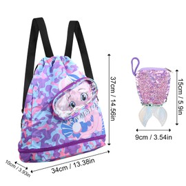 Drawstring Backpack for Kids, Sports Gym PE Bag for Kids, Drawstring Bags for Children, Backpack for Kids, Drawstring Gym Bag Swimming Bag for Kids, Waterproof Drawstring Backpack for Girls