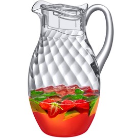 Amazing Abby - Bubbly Whirly Grand - Plastic Pitcher (96 oz, 3 Quart), Clear Water Pitcher with Lid, Fridge Jug, BPA-Free, Shatter-Proof, Great for Iced Tea, Sangria, Lemonade, Juice, Milk, and More