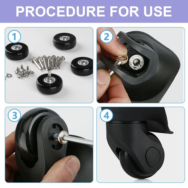 MAEZOE 4-Pack Luggage Suitcase Replacement Wheels, 50mm x 18mm Rubber