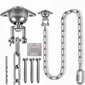 Dakzhou Hanging Kit Hammock Chair Accessories Stainless Steel 360° Rotation +30° Hanger and Heavy Chain for Indoor and Outdoor Playground Chairs, hammocks and sandbags, Capacity 1000 pounds