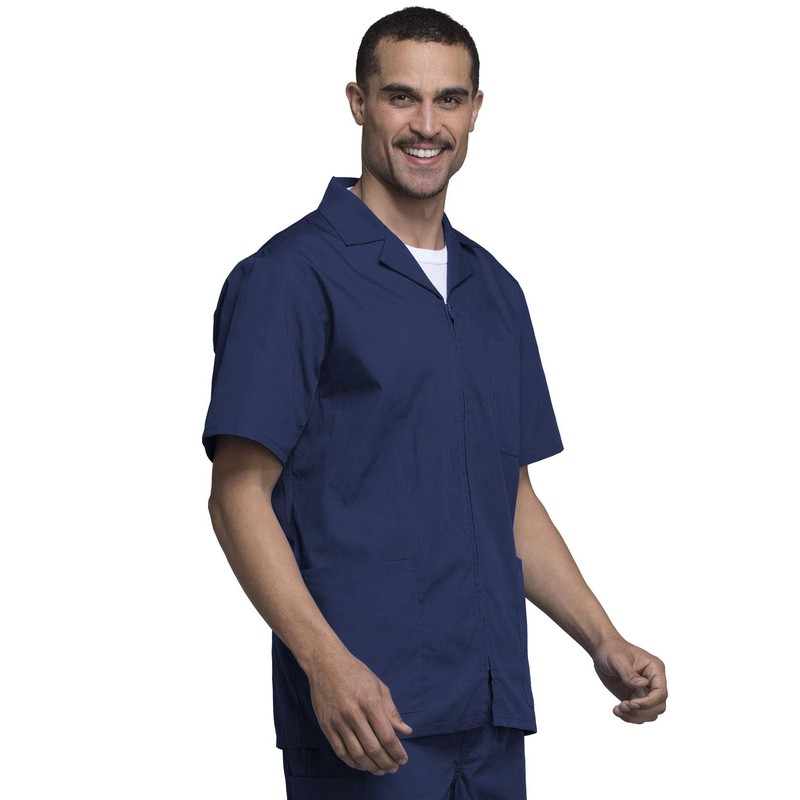 Cherokee Workwear Scrubs Men's Zip Front Jacket, Navy, 4X-Large