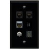 RiteAV 2 CAT6 CAT7 Coax HDMI USBC Flat/Solid Wall Plate [Black]