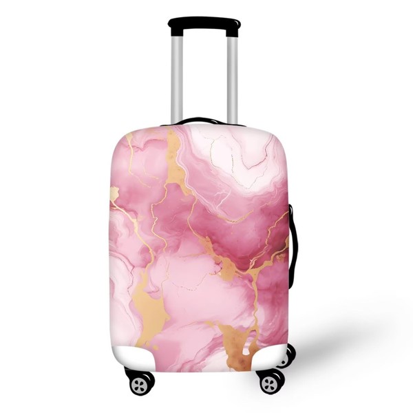 COEQINE Pink Gold Marble Travel Luggage Cover Fashion Suitcase Protector