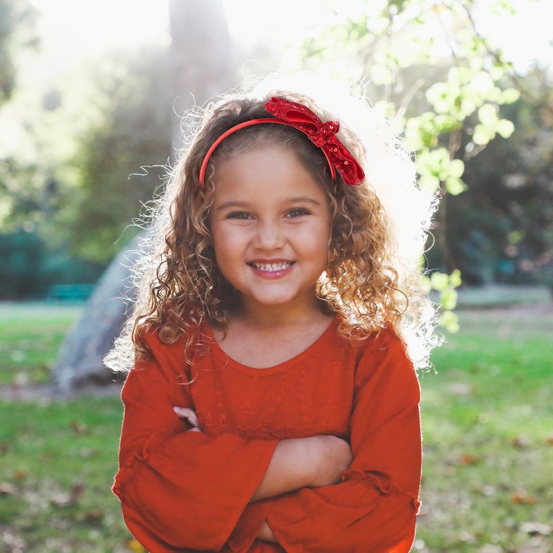 AMYDECOR Red Sequin Bow Headband for Girls - Boutique Style