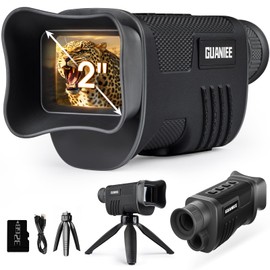 GUANIEE Night Vision Monocular 4K Digital Infrared Night Vision with 2" Larger Screen, 8X Digital Zoom, 2200mAh Rechargeable Battery, Tripod, 32G SD Card
