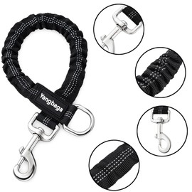 Yangbaga Dog Leash Extender, Shock Absorber Bungee Leash Attachment, Durable Nylon Dog Tie Out Extension with Stainless Steel Swivel Clips