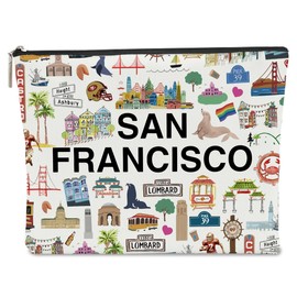 NBIAN San Francisco Themed Makeup Bag - San Francisco Souvenirs Gift for Women, Best Friend, Sister - Travel Friendly Cosmetic Bag, Birthday Christmas Gifts