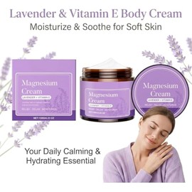 Crema Nocturna De Magnesio Para Piernas Y Pies, Mantequilla De Magnesio Para Dormir Con Aceite Esencial De Lavanda Para Atractivo