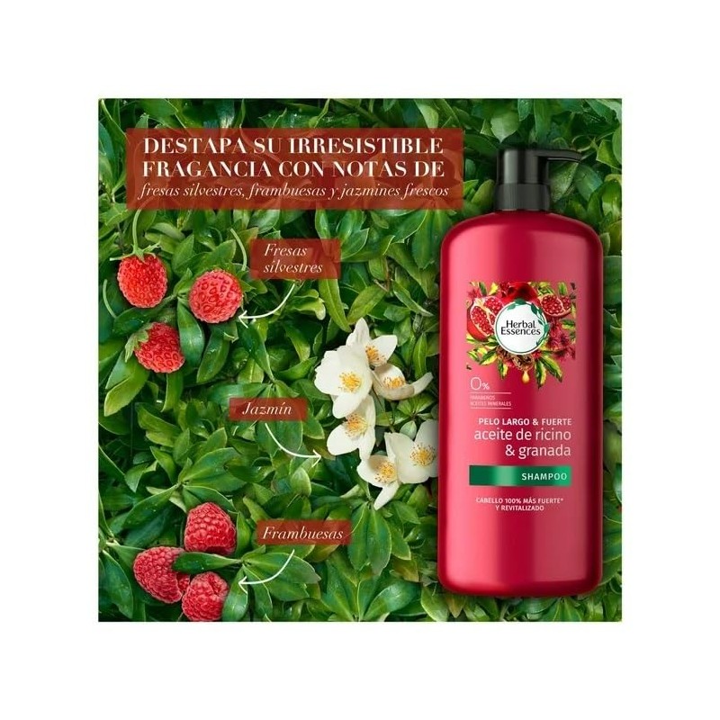 Herbal Essences Shampoo con Aceite de Ricino y Granada, Sin