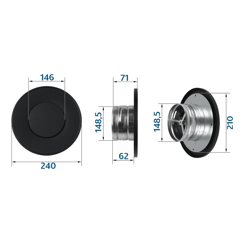 SYSTERM Ventilation Ventilation Plate Valve Black Round Disc Valve Exhaust
