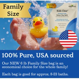 Kids Clear Detox Clay Bath, 100% Pure Sodium Bentonite - Cleansing and Purifying, by -Evenbetternow LLC – 6 lb (96 oz) Family Value Size